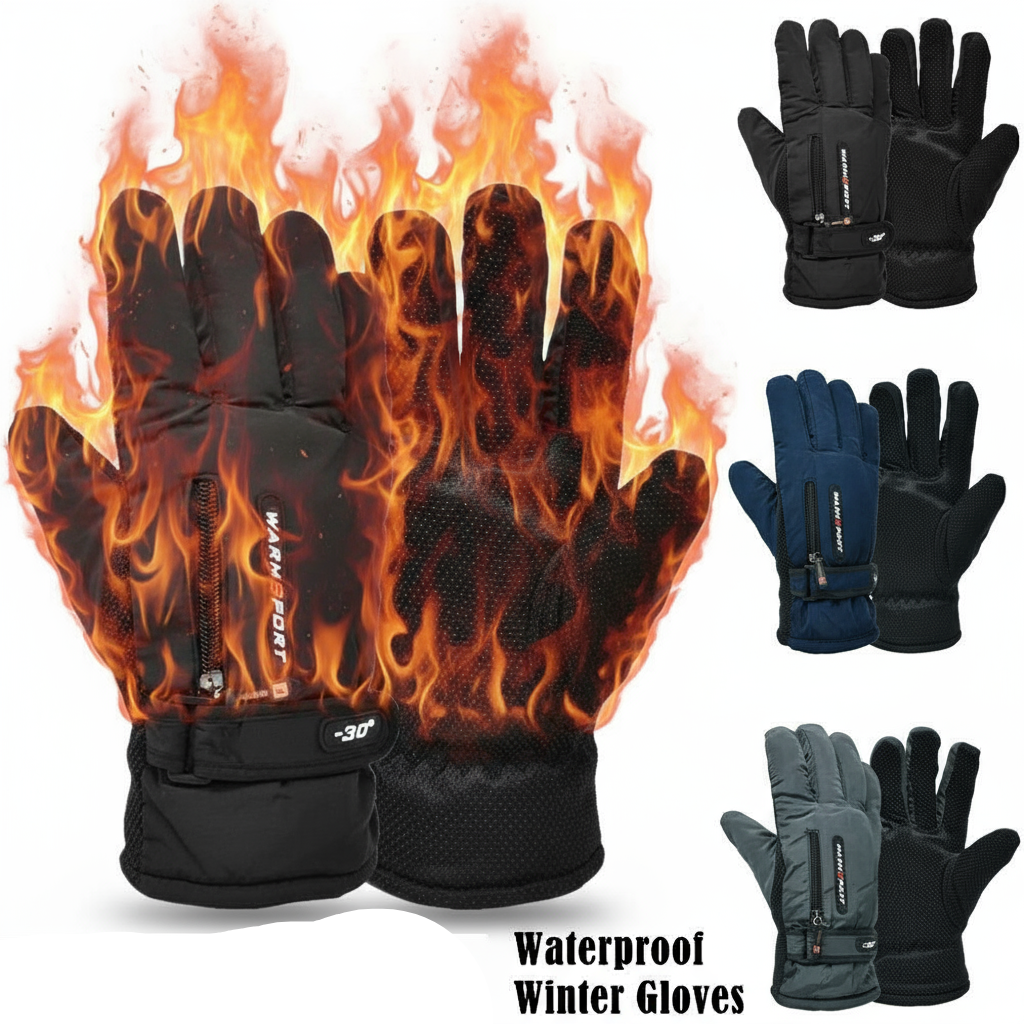 Thermal Winter Gloves Waterproof Ski & Snowboard Gloves with Fleece Lining