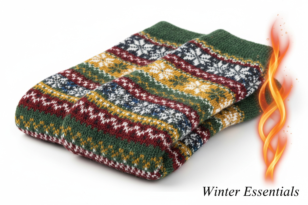 Women's Wool Blend Winter Socks - Assorted 6-Pack Nordic Pattern Warm Socks