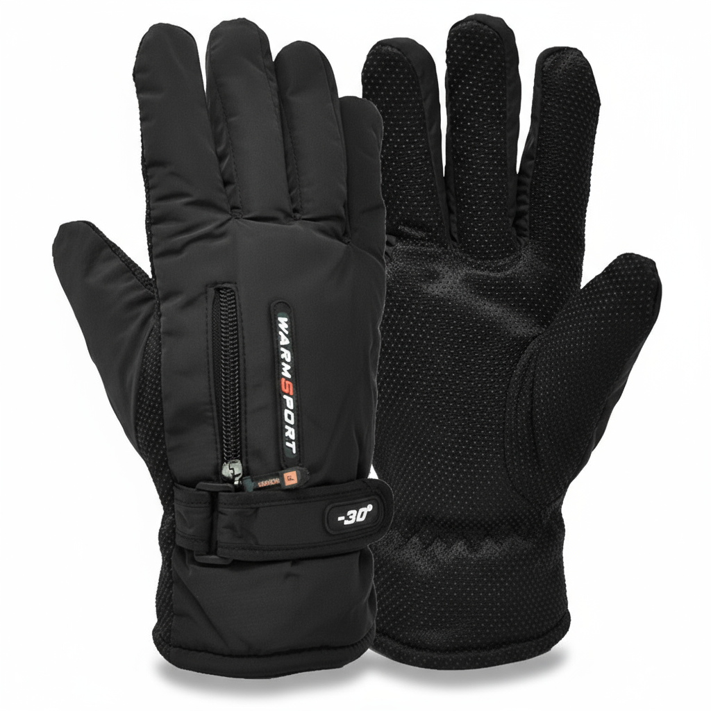Premium Gray Thermal Gloves - White Background