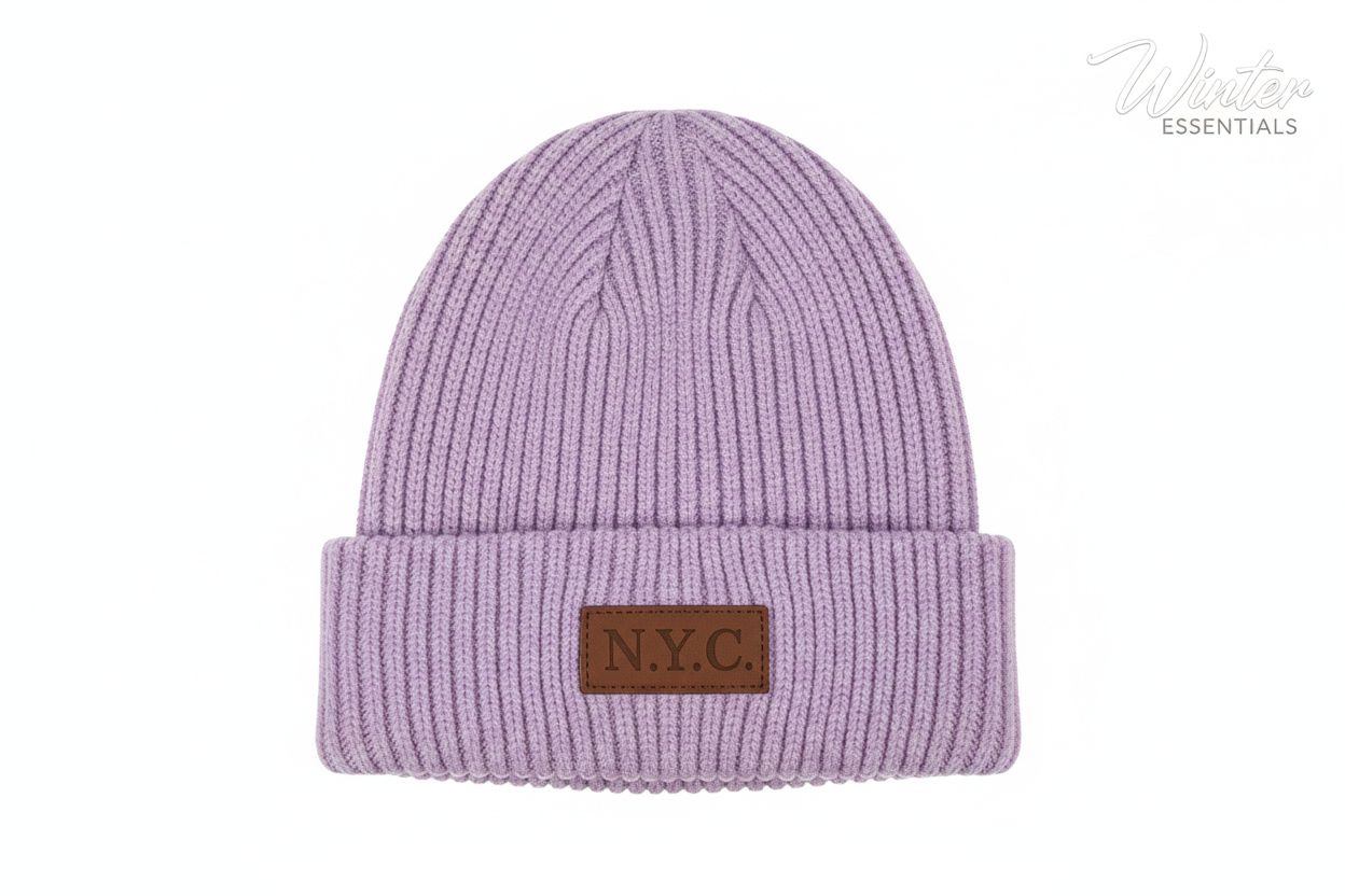 Thermal Winter Beanie Hat Plush Fleece Lined Ribbed Knit Hat Unisex NYC Style
