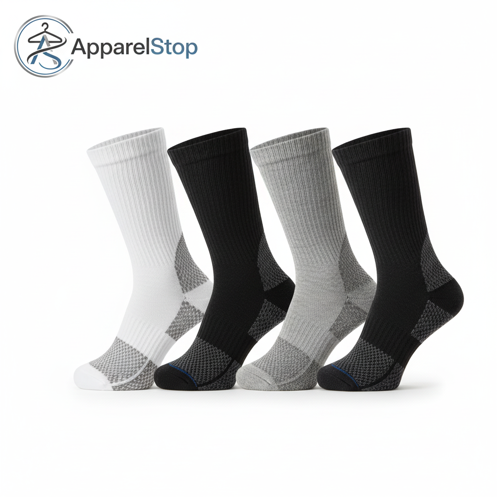 Men's Crew Cushion Socks Size 9-11 - Assorted Colors - Professional Product Photography