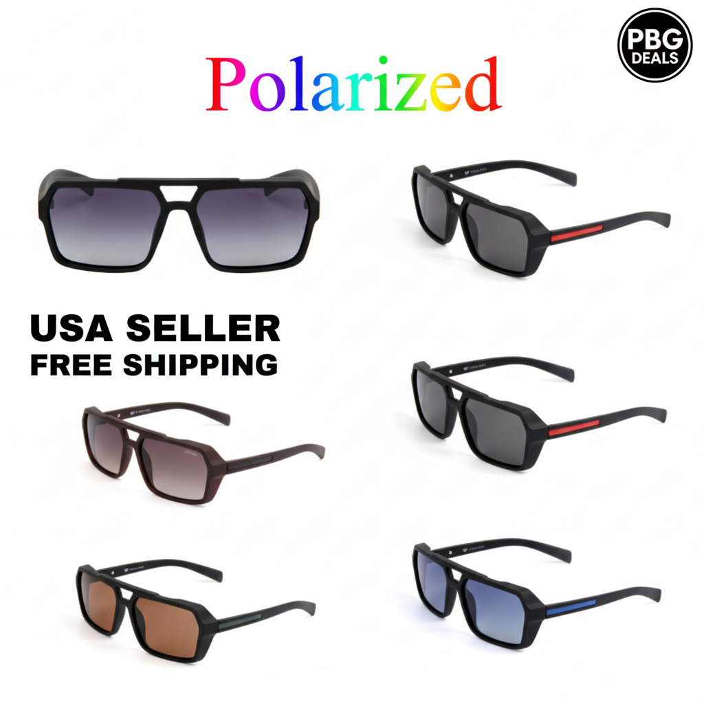 Polarized Unisex Sport Wayfarer Sunglasses Assorted 2-Pack - 6 athletic styles on white background