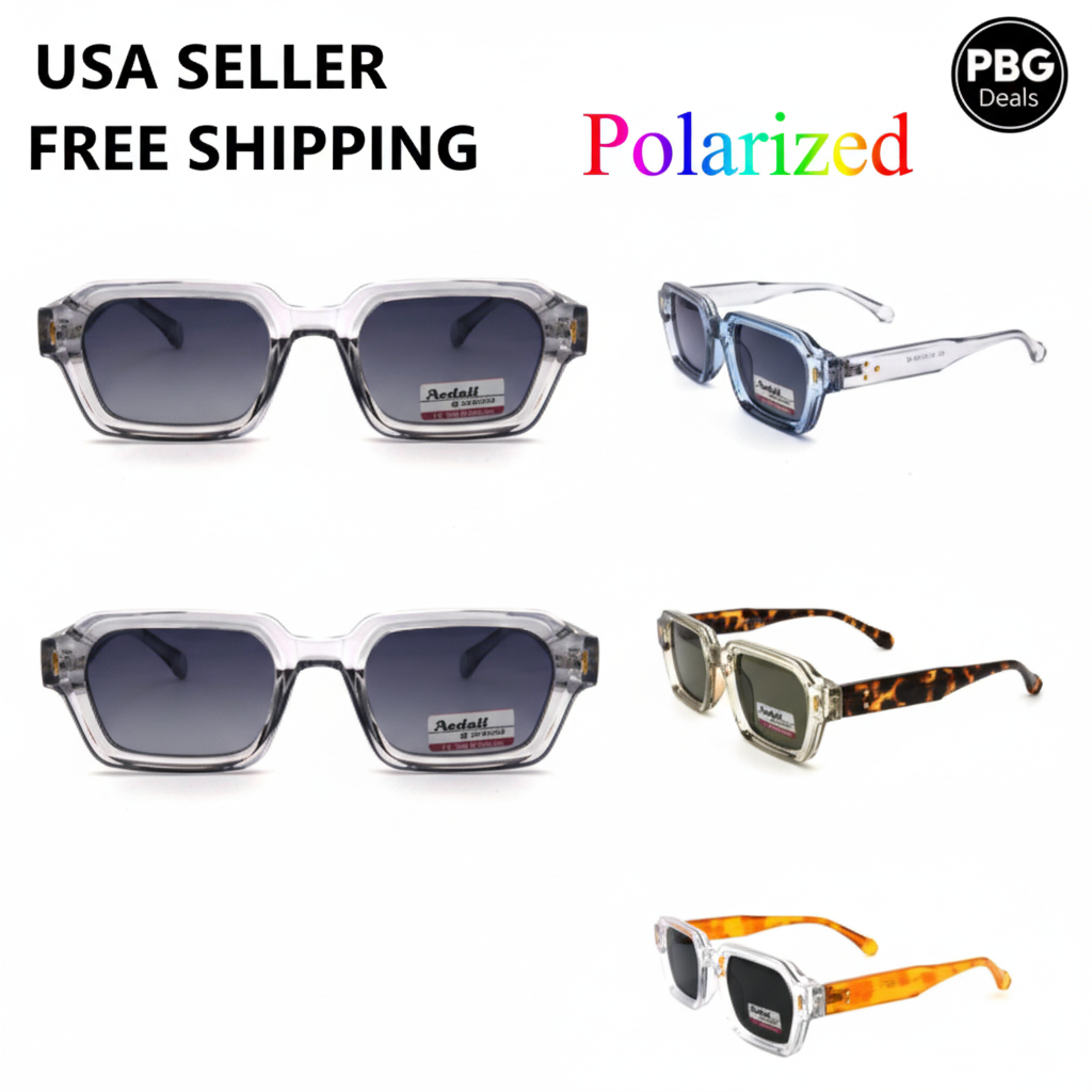 Polarized Unisex Retro Wayfarer Sunglasses Assorted 2-Pack - 6 transparent styles on white background