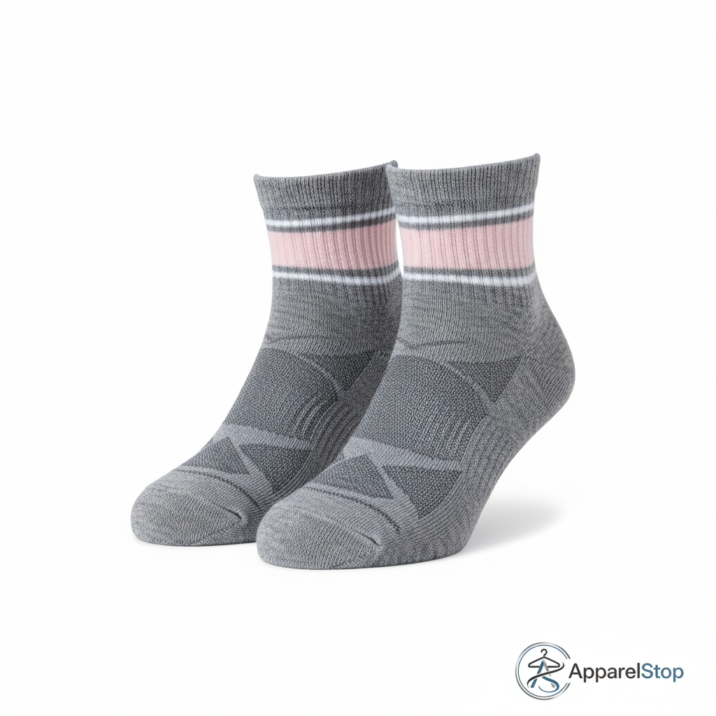 Women's Short Ankle Socks - Pink Stripe - Professional Product Photography