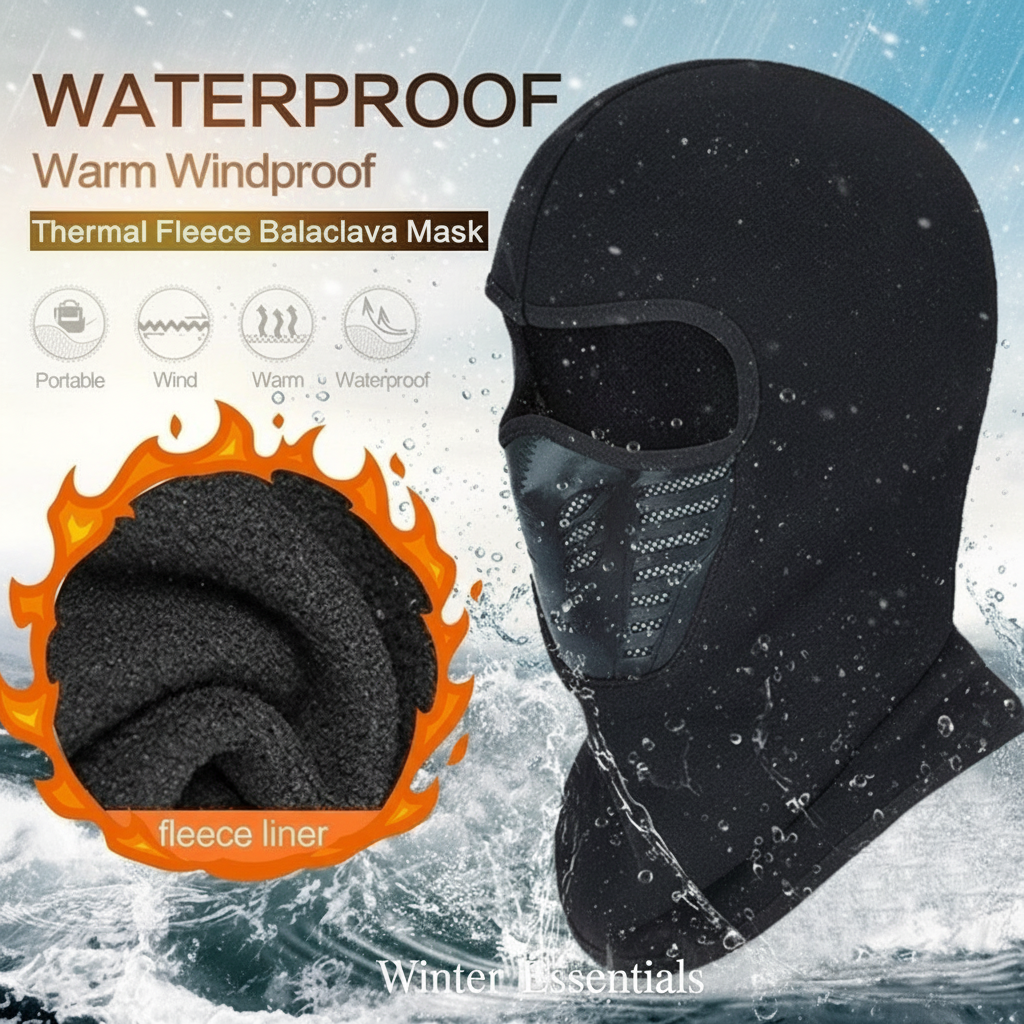 Balaclava Ski Full Face Mask Windproof Fleece Neck Warm for Winter Cold Weather