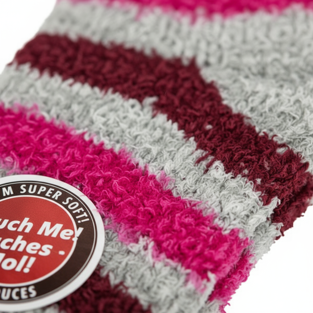 Women's Fuzzy Winter Socks 3-Pack - Insulated Striped Cozy Socks - PremiumBrandGoods