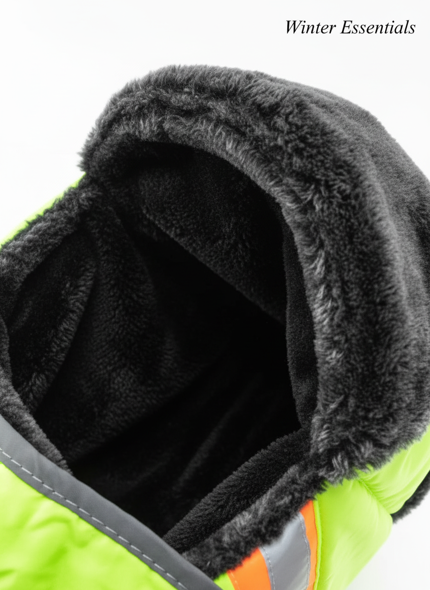 High-Visibility Balaclava Extra Warm Furry Fleece Winter Face Mask for Work Safety