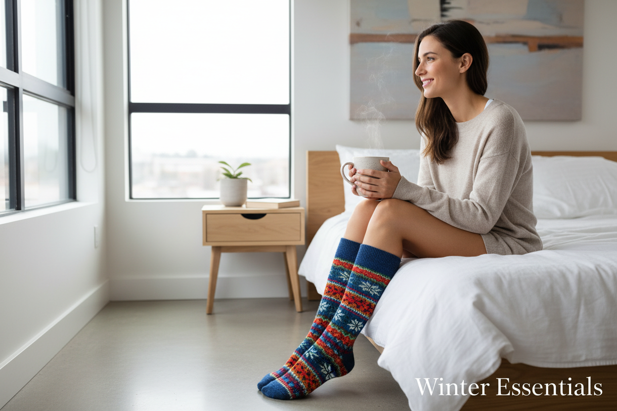 Women's Wool Blend Winter Socks - Assorted 6-Pack Nordic Pattern Warm Socks