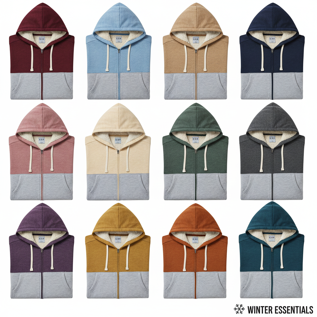 Unisex 2 pack Thermal Fleece-Lined Hooded Sweatshirts - Assorted Colors with Sherpa Lining