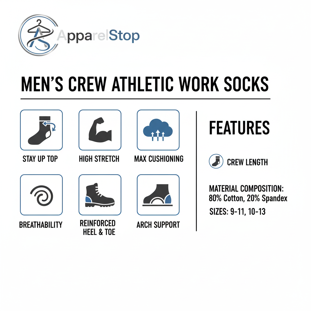 Men's Crew Socks Features - Max Cushioning, Arch Support, Stay Up Top