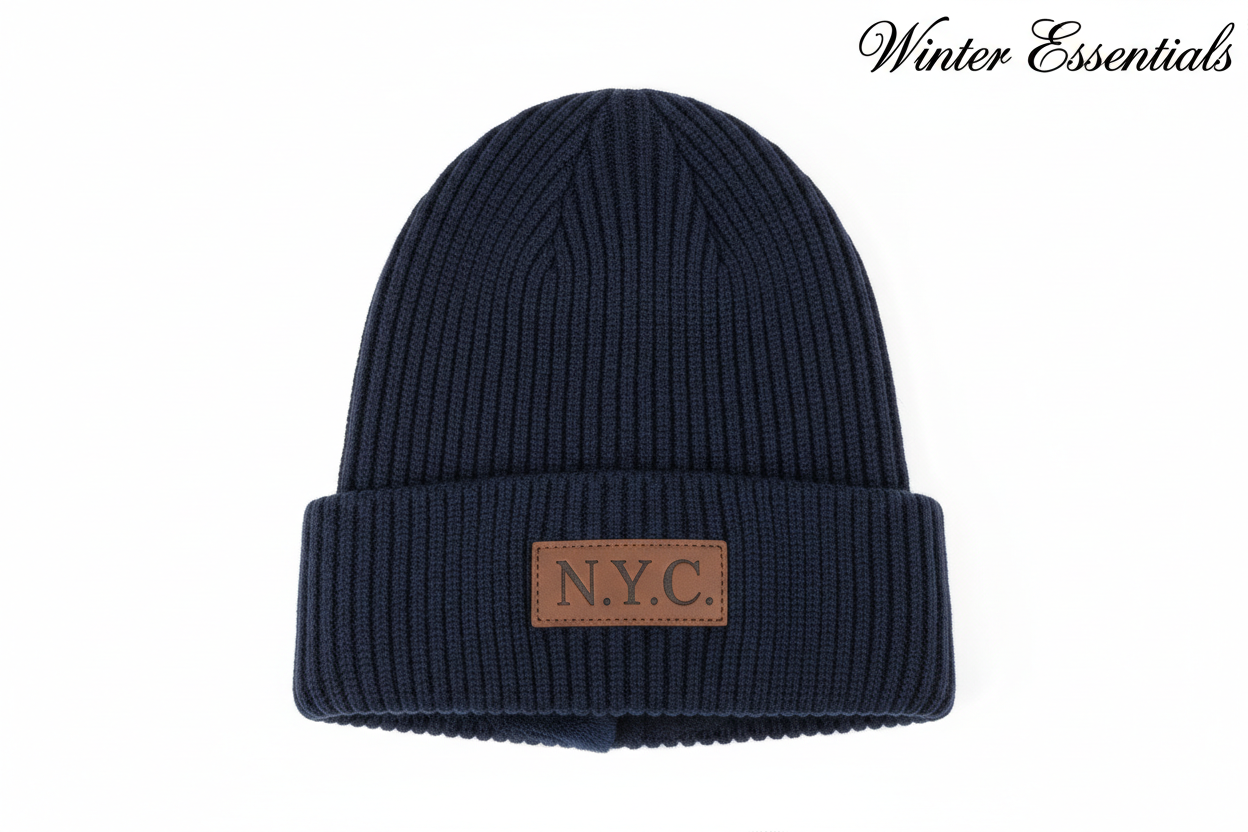 Thermal Winter Beanie Hat Plush Fleece Lined Ribbed Knit Hat Unisex NYC Style