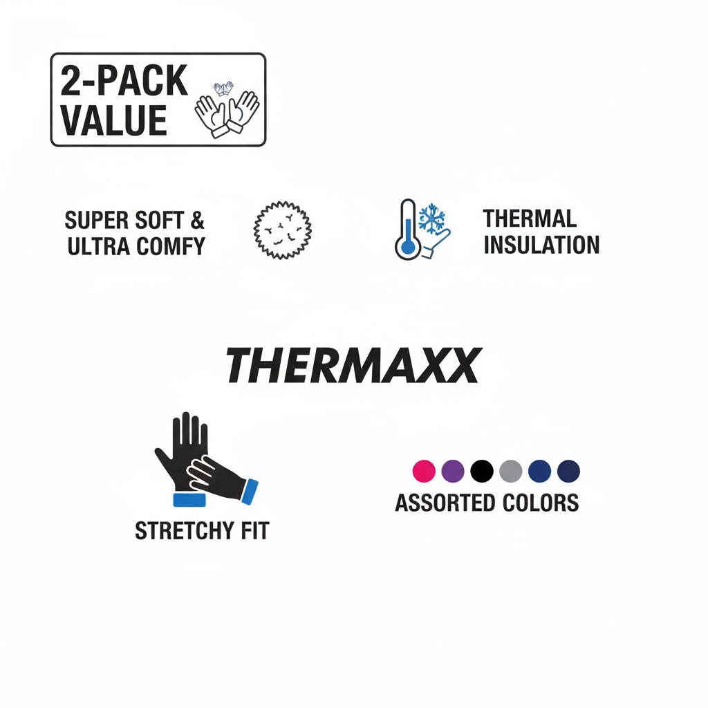 Women's Thermal Winter Gloves 2-Pack Assorted - Super Soft & Ultra Comfy - PremiumBrandGoods