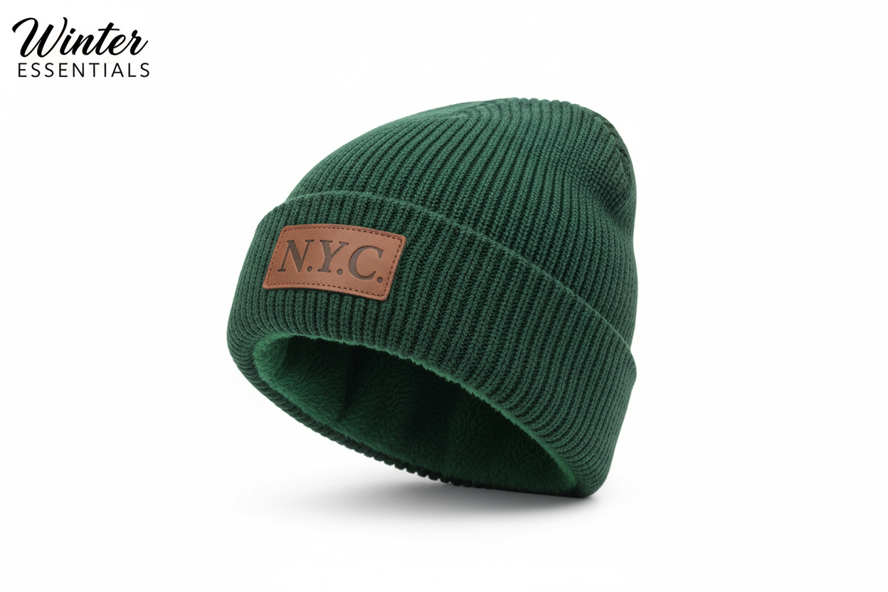 Thermal Winter Beanie Hat Plush Fleece Lined Ribbed Knit Hat Unisex NYC Style