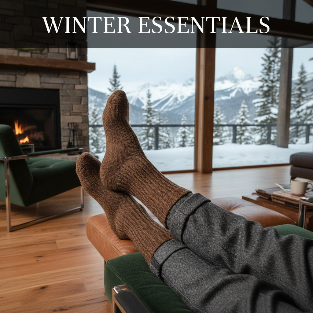 Men's brown socks mountain lodge