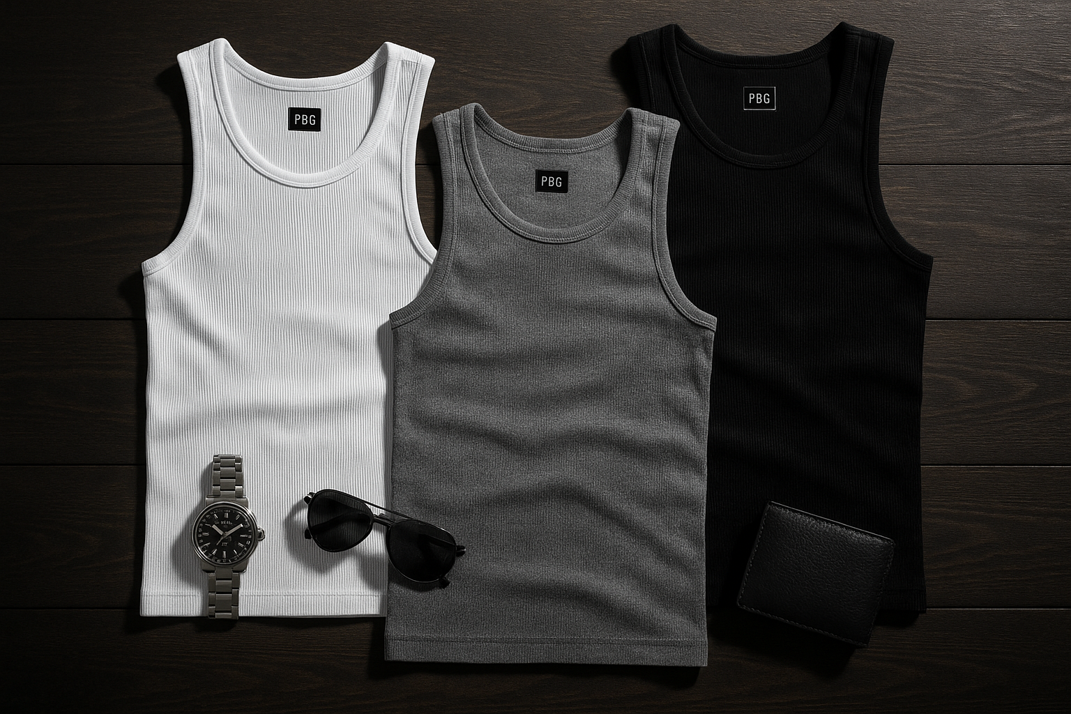 Men's Ribbed Tank Tops - Flat Lay