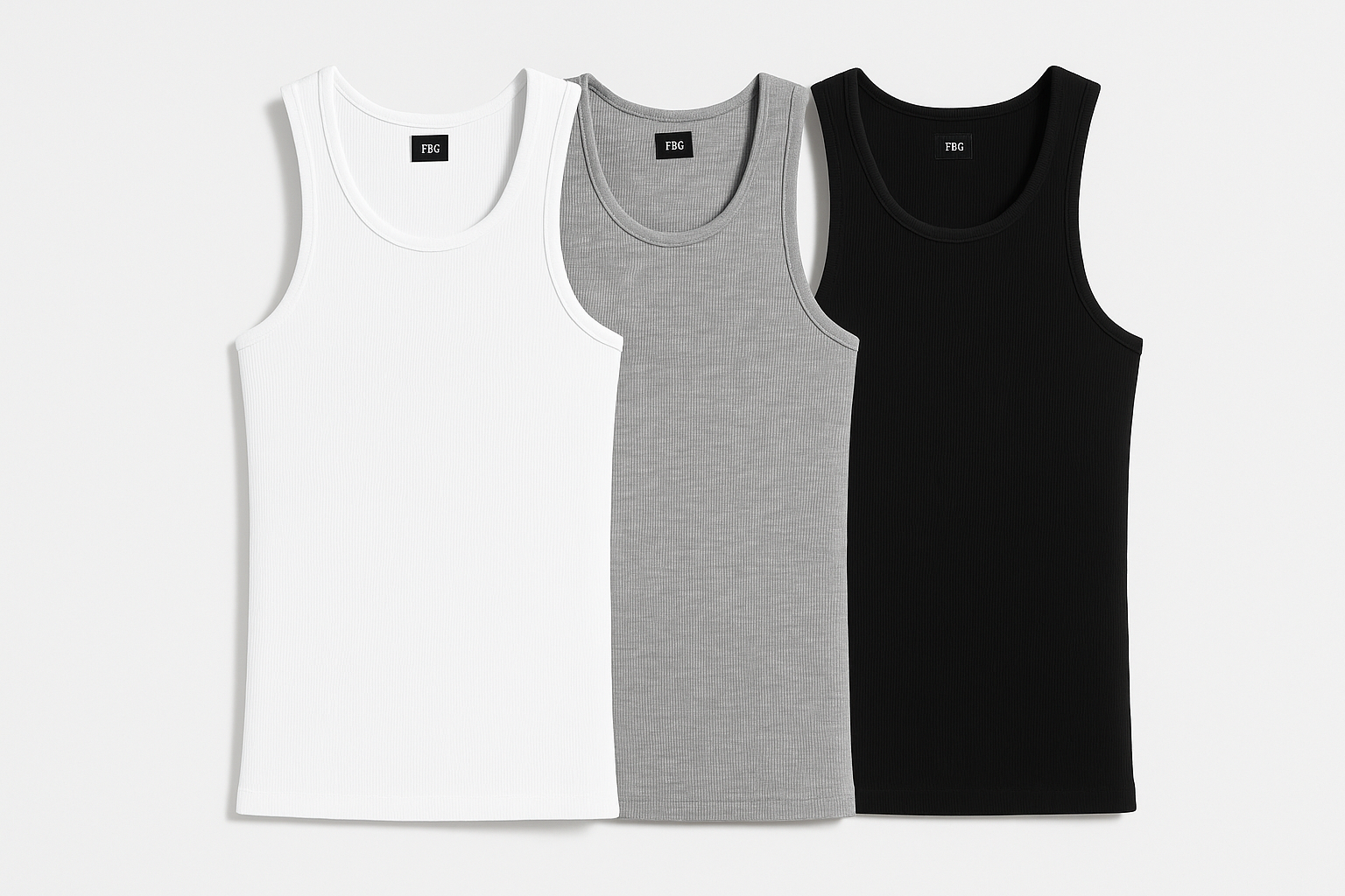 Men's Ribbed Tank Tops - White Background