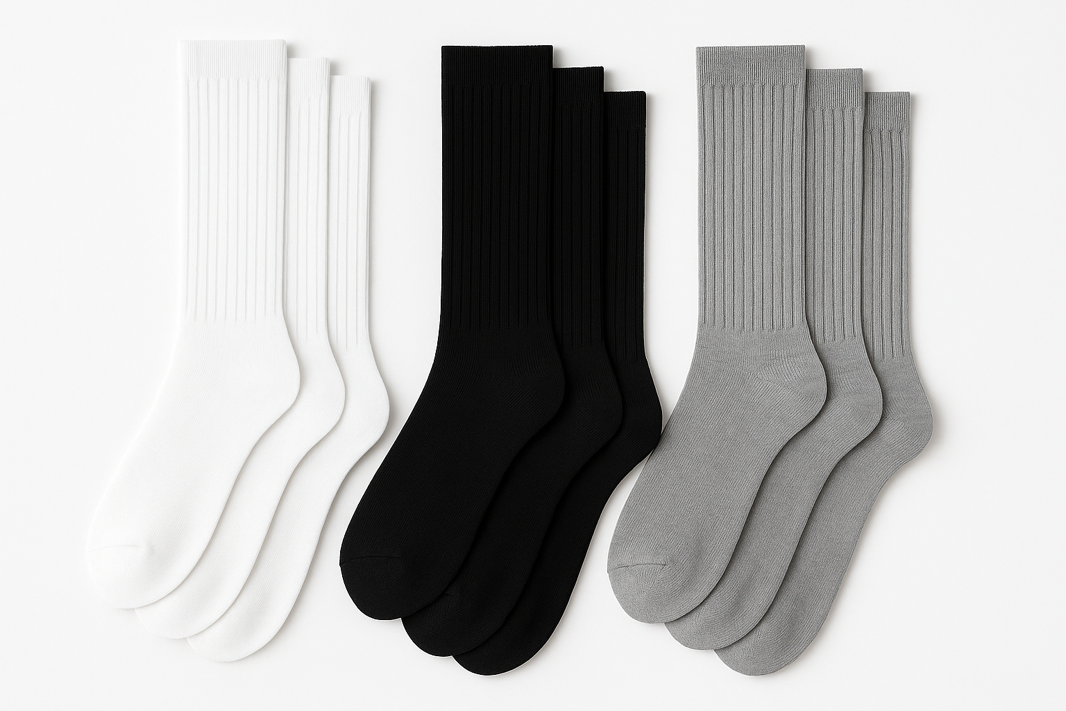 Overlapping ribbed tube socks multipack