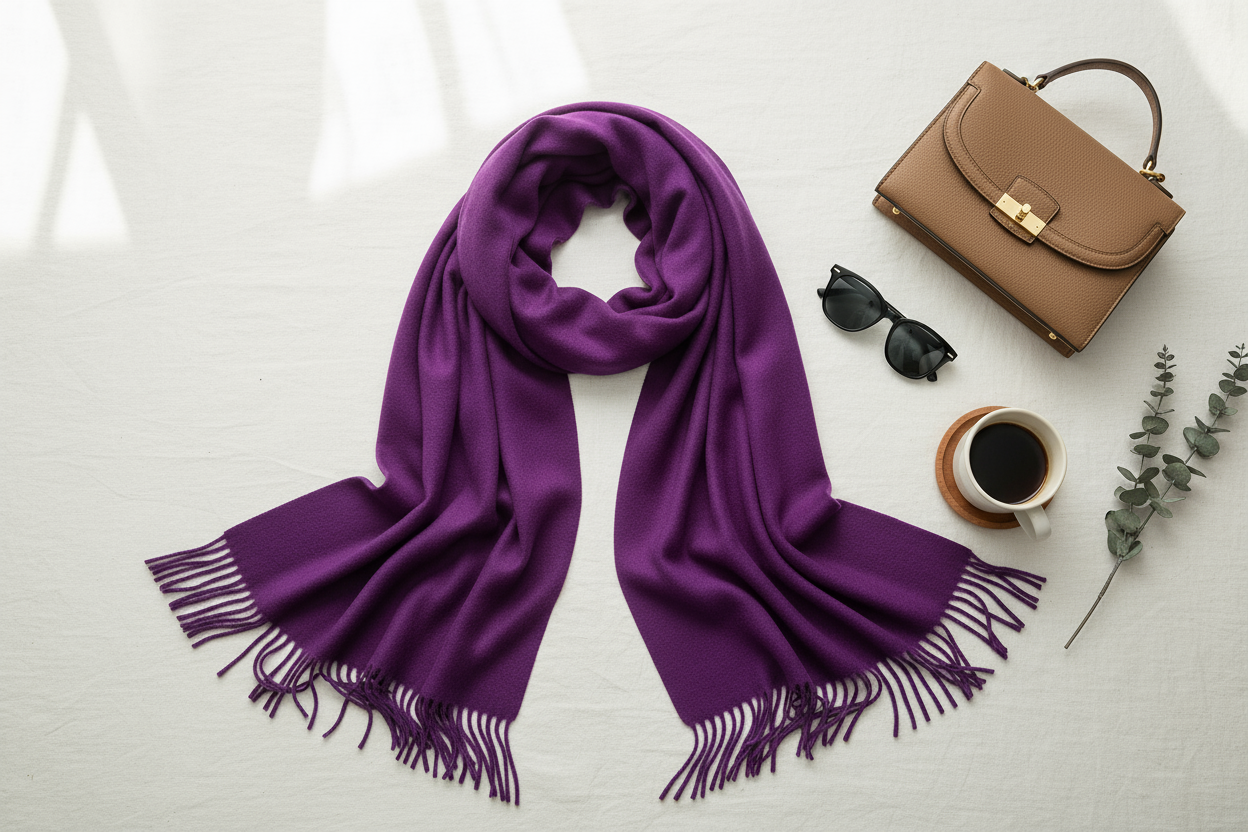Purple Scarf Flat Lay Styling