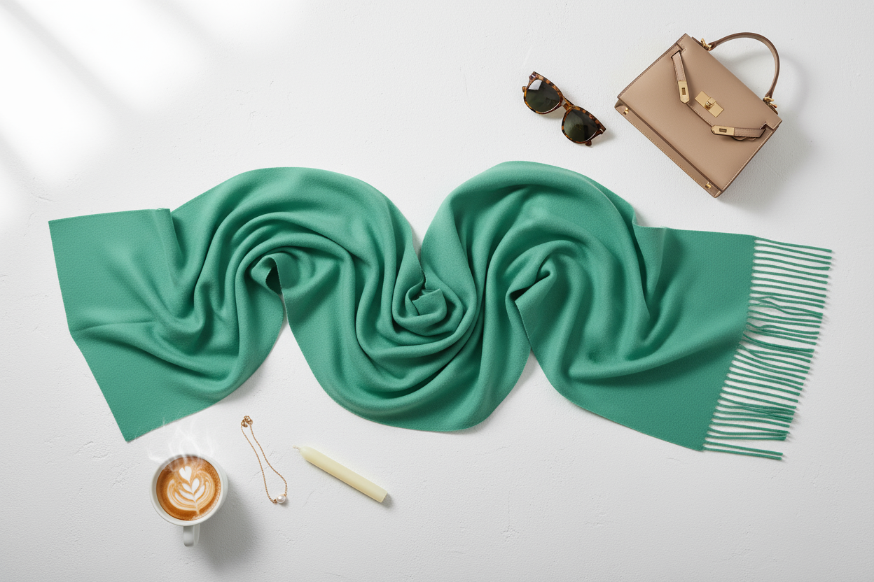 Teal Scarf Flat Lay Styling
