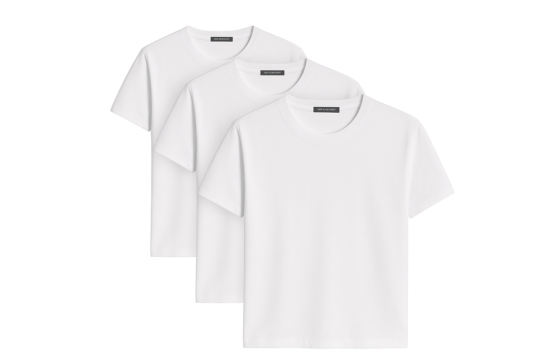 Mens Crew neck 3 Pack Solid 100% Cotton Double Neck Ribbed S-5XL
