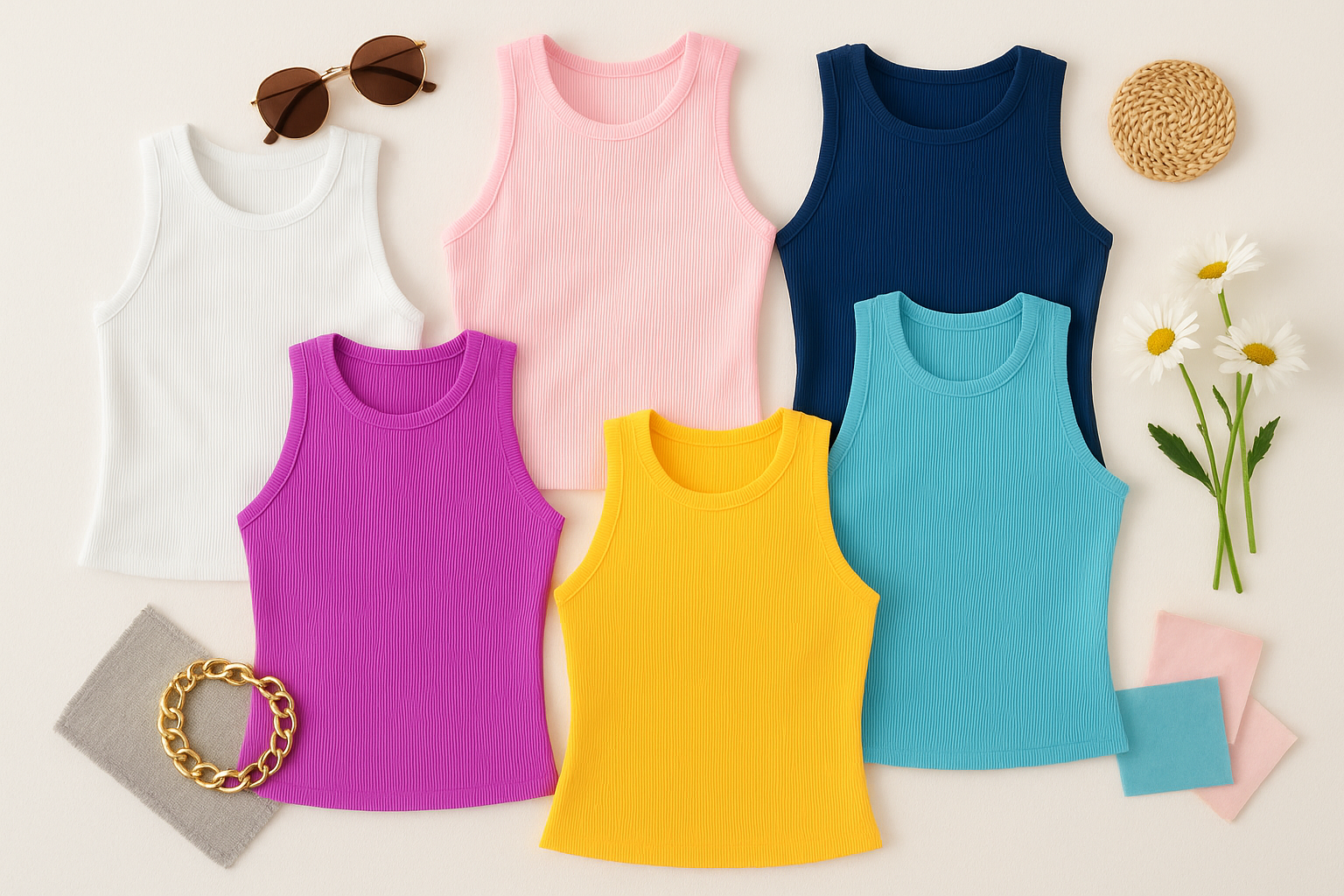 Women's Tank Tops Flat Lay