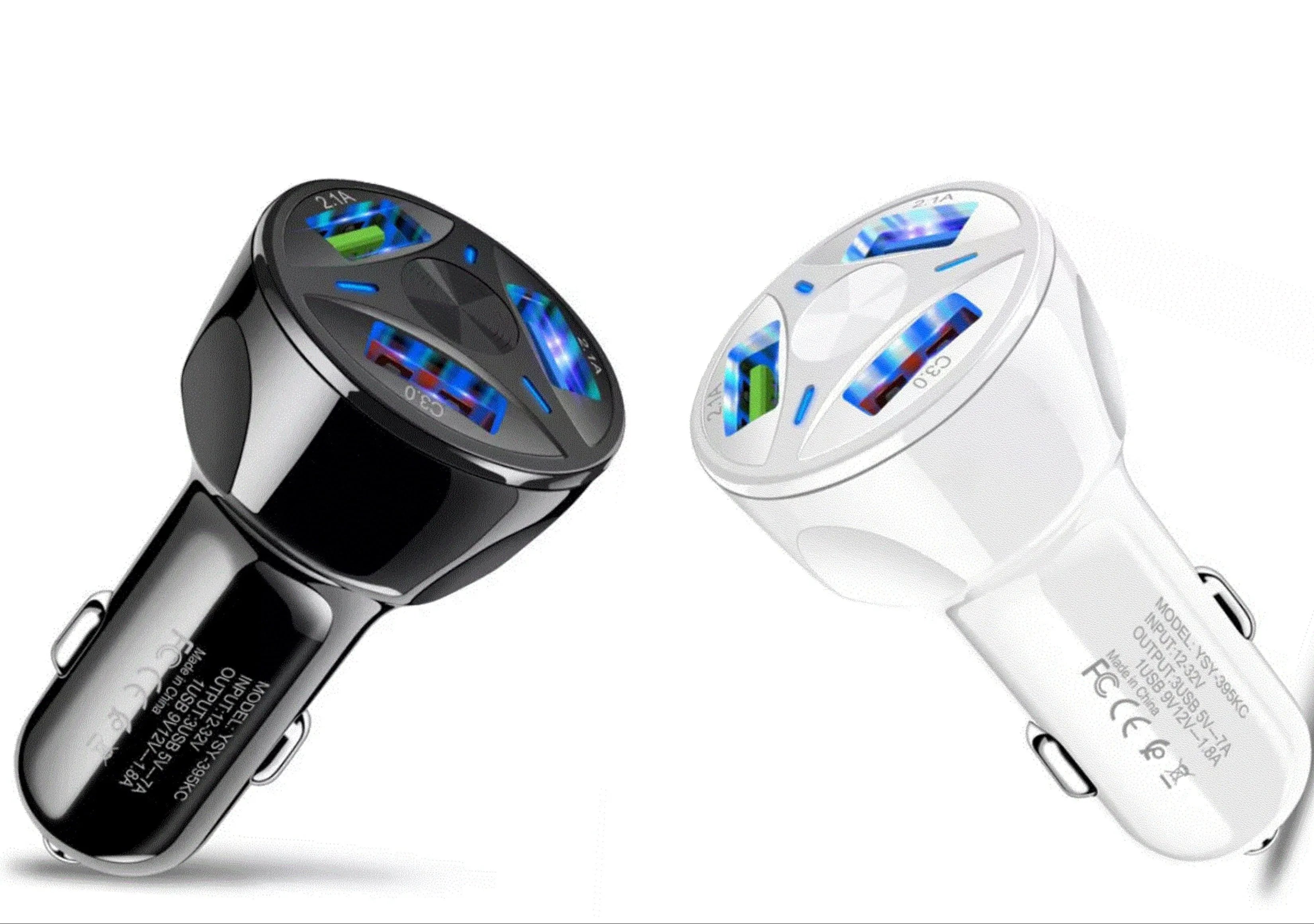 2 Pack 3 Port USB Fast LED Car Charger For Devices - PremiumBrandGoods