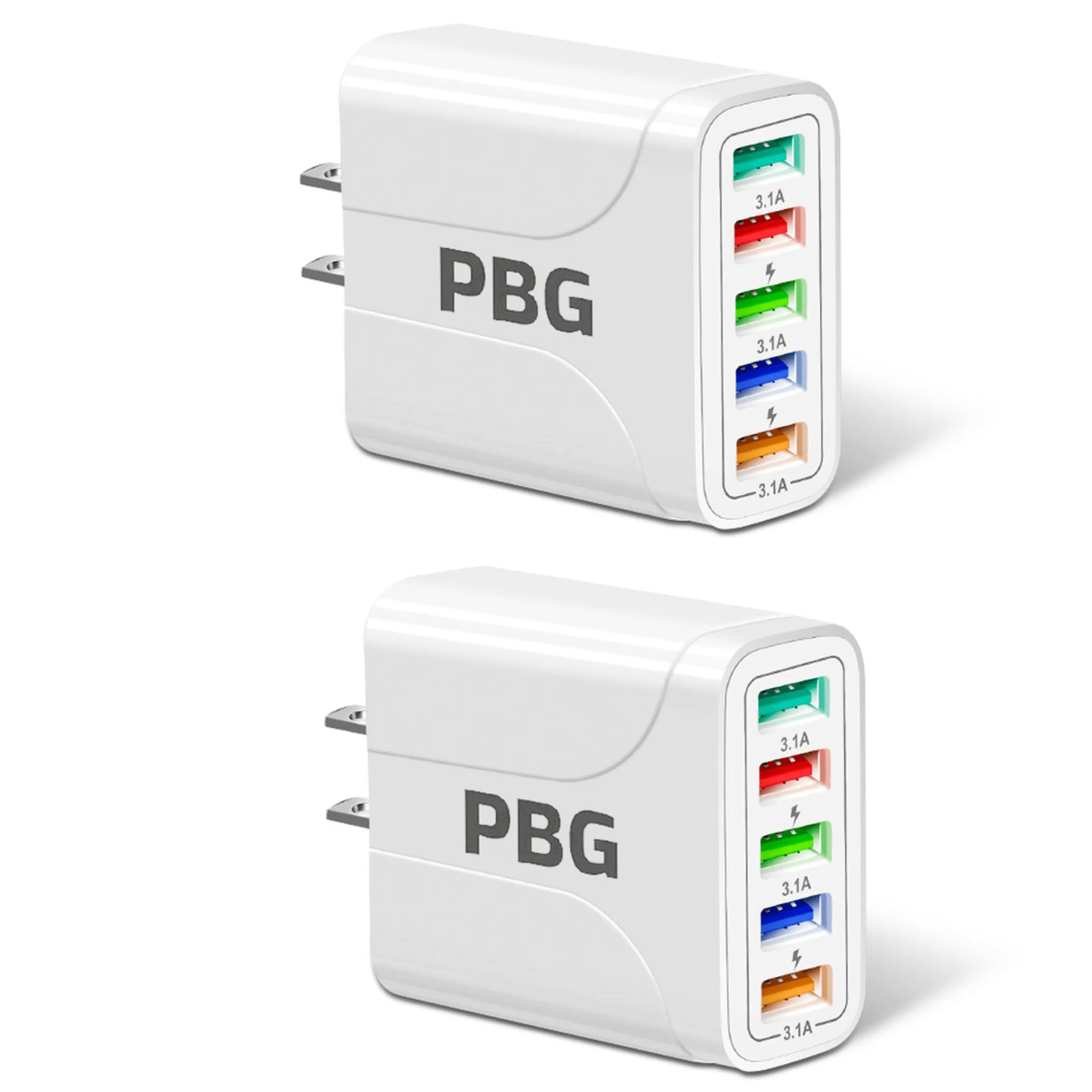 2 Pack of 5 Port Wall Charger Charge 5 Devices at Once! - PremiumBrandGoods
