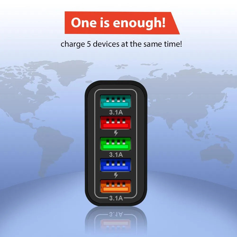 2 Pack of 5 Port Wall Charger Charge 5 Devices at Once! - PremiumBrandGoods