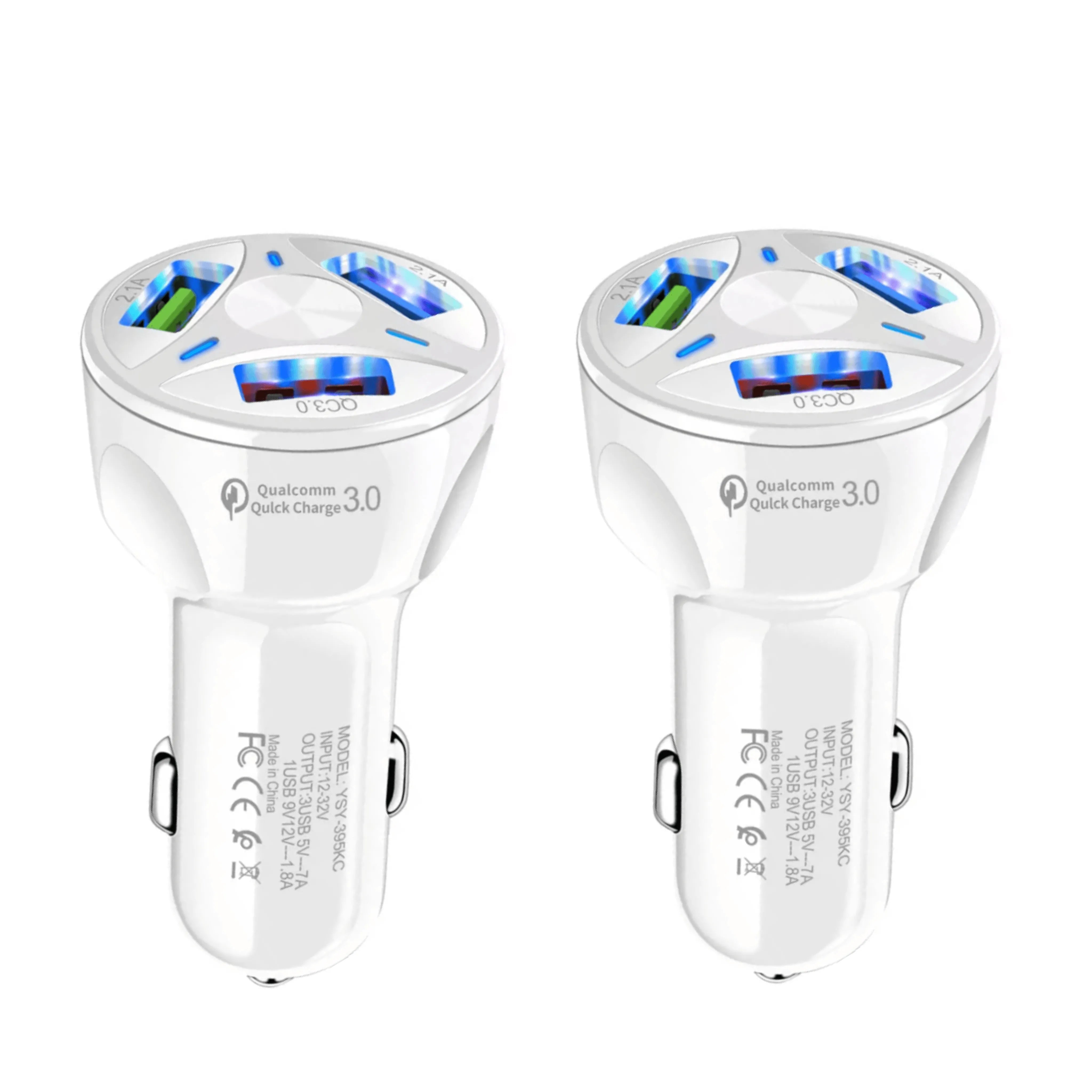 2 Pack PBG 3 Port USB Fast LED Car Charger For Devices - PremiumBrandGoods