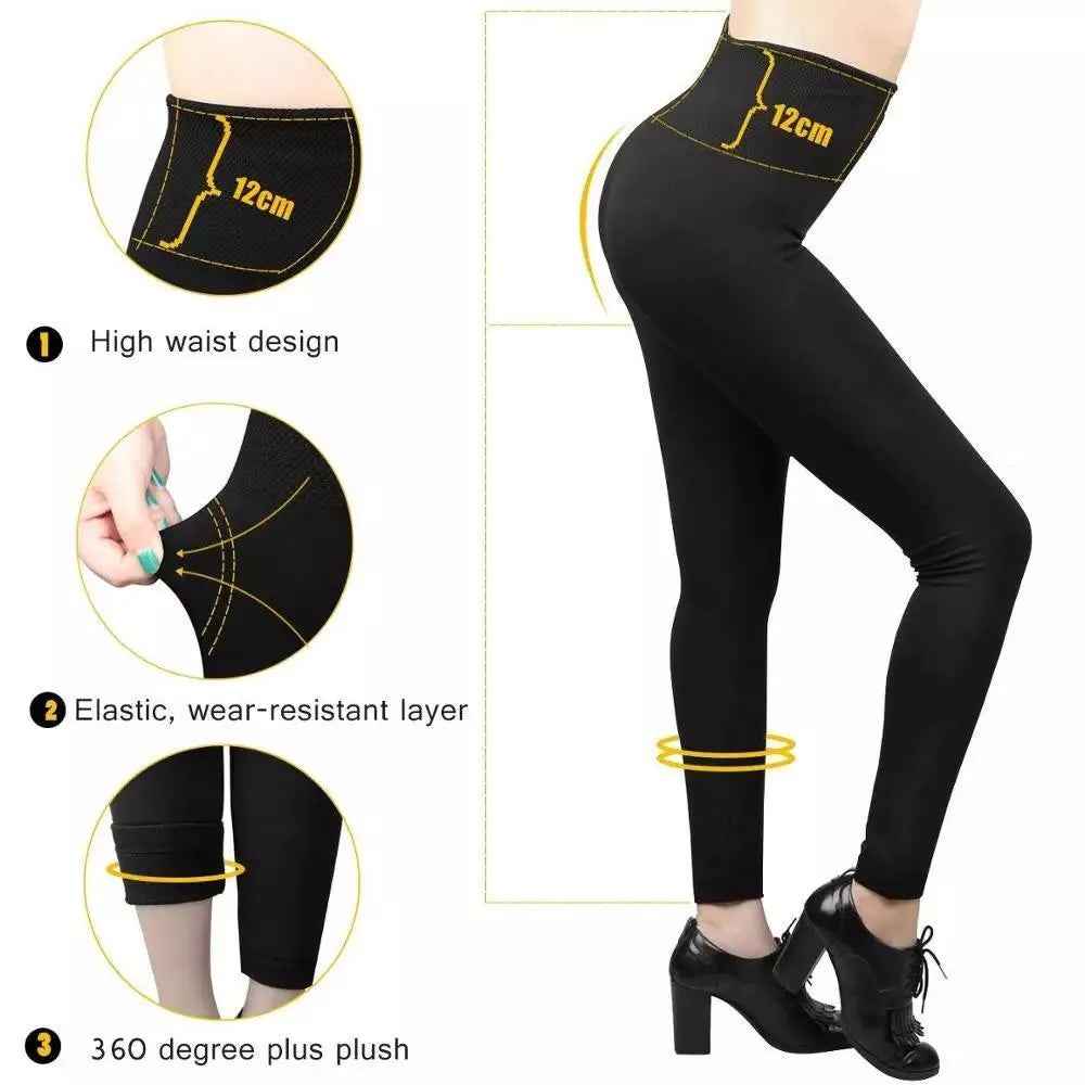 2 Pack Women’s Fleece Lined Leggings High Waist Stretchy warm Leggings one size