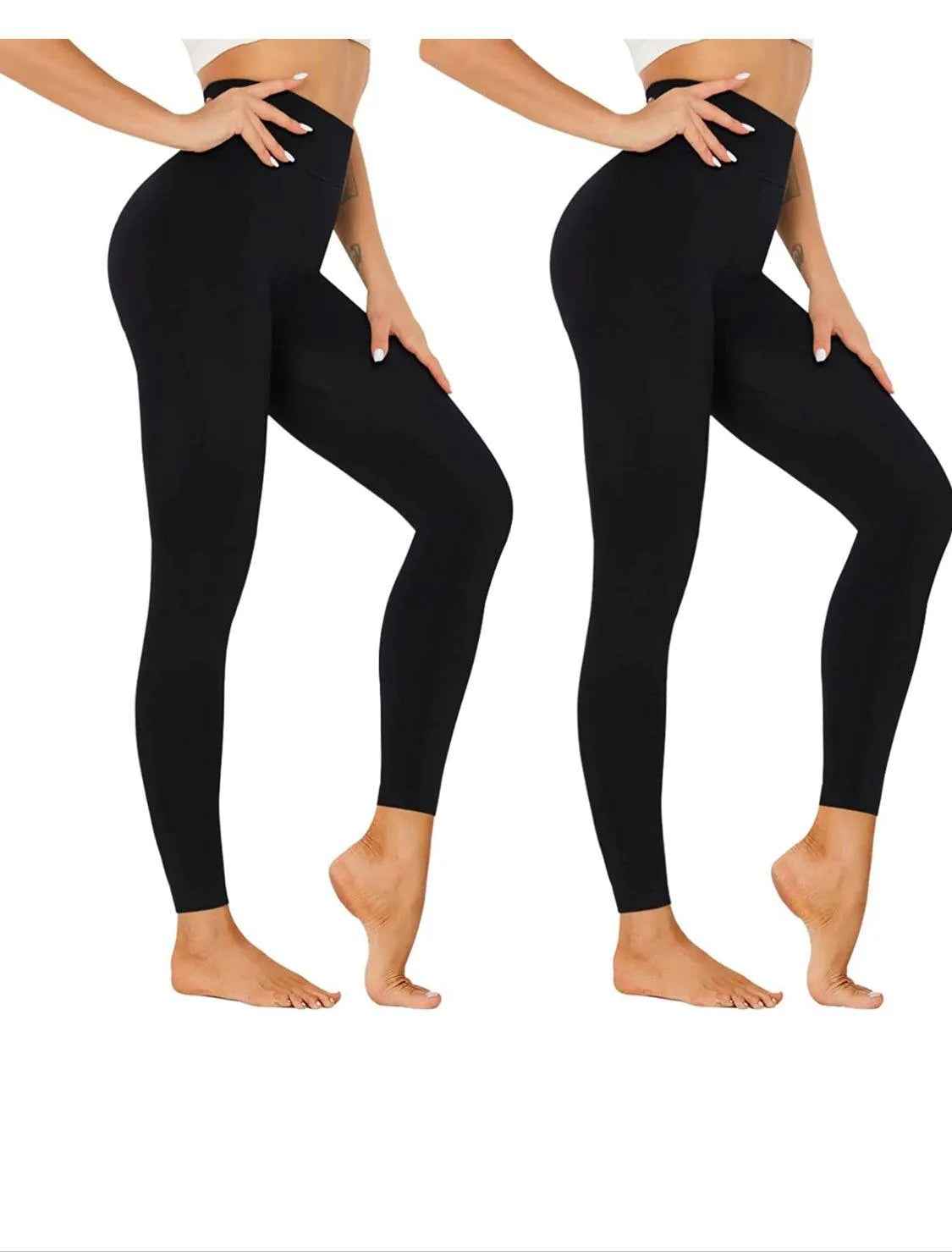 2 Pack Women’s Fleece Lined Leggings High Waist Stretchy warm Leggings one size