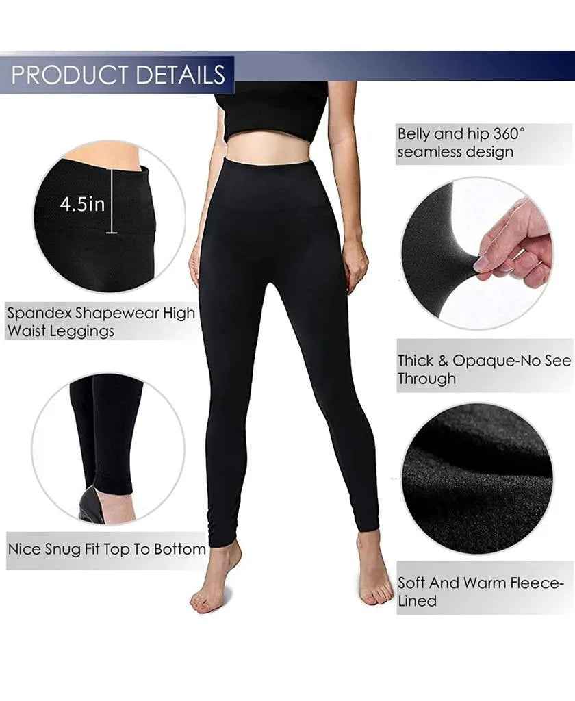2 Pack Women’s Fleece Lined Leggings High Waist Stretchy warm Leggings one size