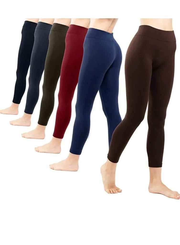 4 Pack Women’s Fleece Lined Leggings High Waist Stretchy warm Leggings one size