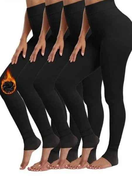 4 Pack Women’s Fleece Lined Leggings High Waist Stretchy warm Leggings one size