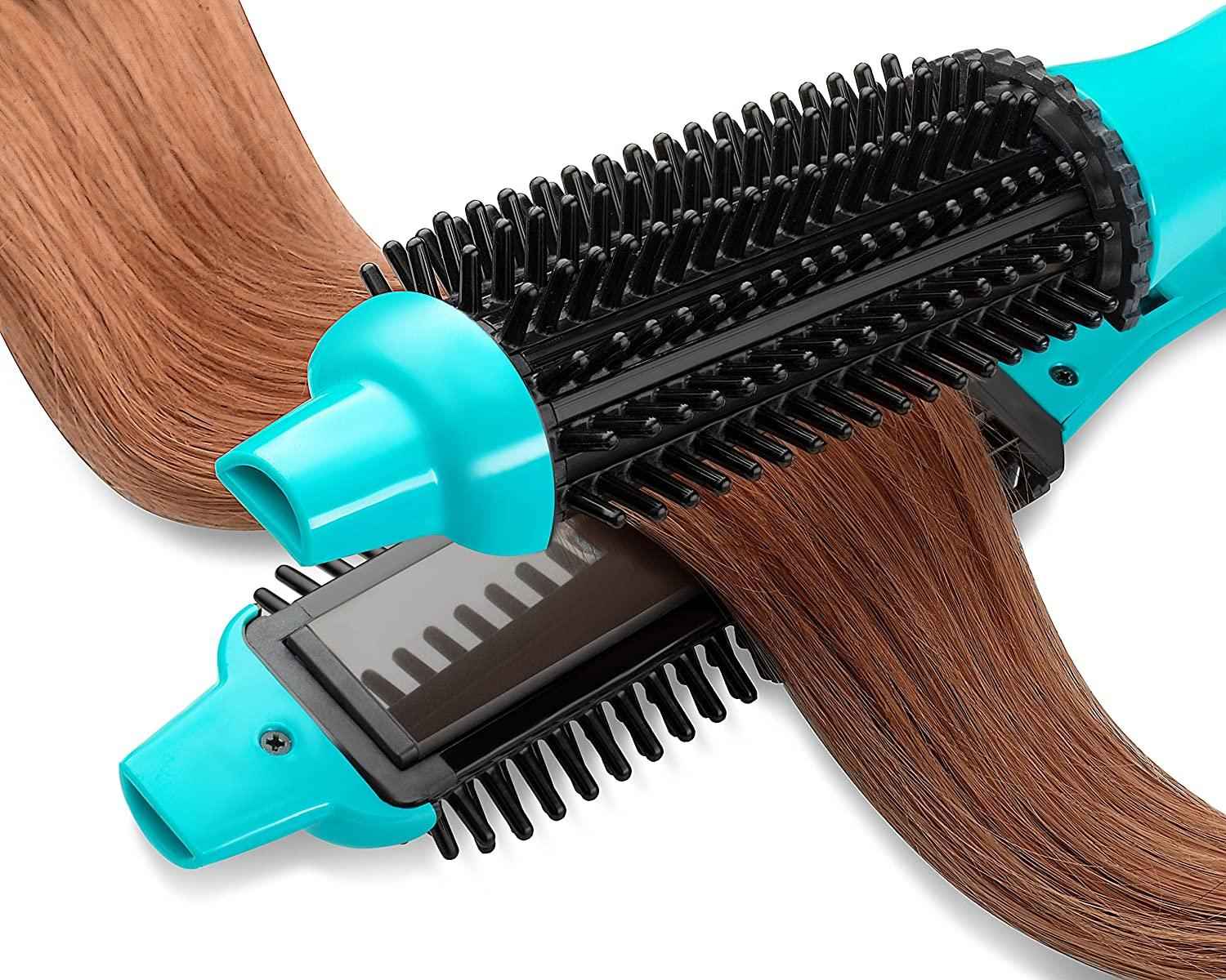 Calista 2 in 1 Heated Brush Iron Hair Styler comes with accessories