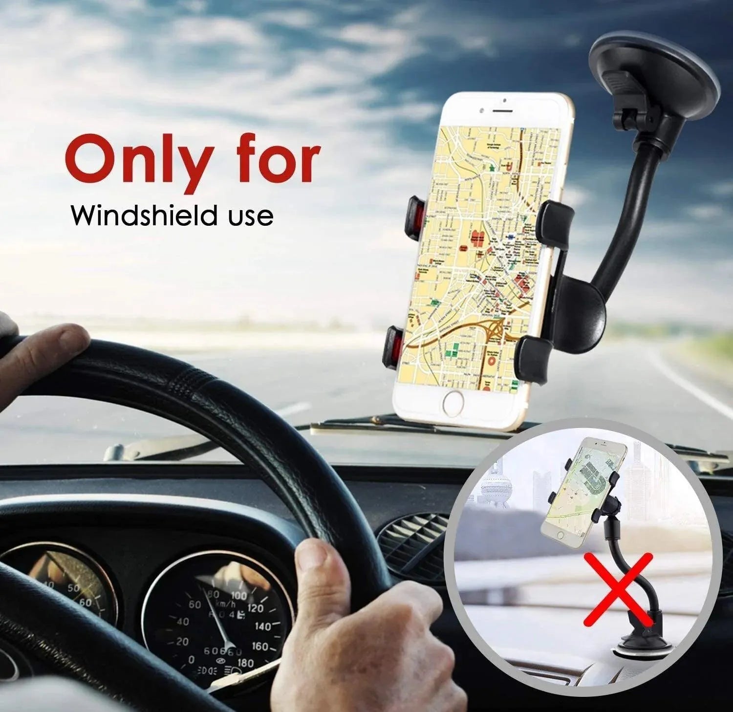 Car Windshield Vacuum Mount Cell Phone Holder Stand for Universal Iphone Samsung