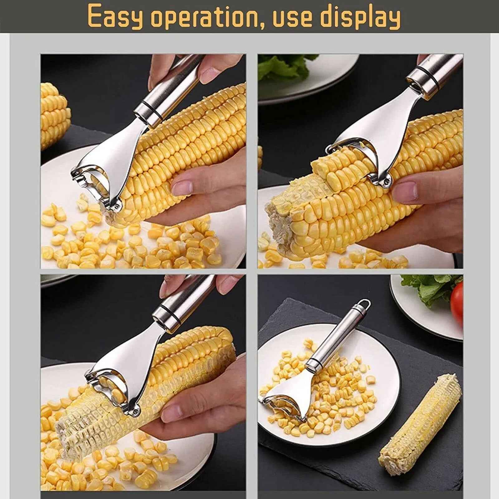 Corn Cob Cutter Peeler Tool Stainless Steel Kitchen Remover Kernel Stripper