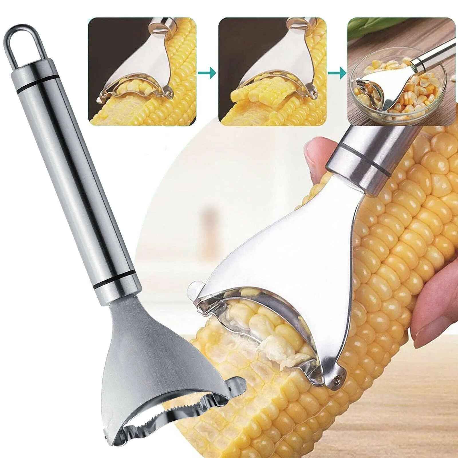 Corn Cob Cutter Peeler Tool Stainless Steel Kitchen Remover Kernel Stripper