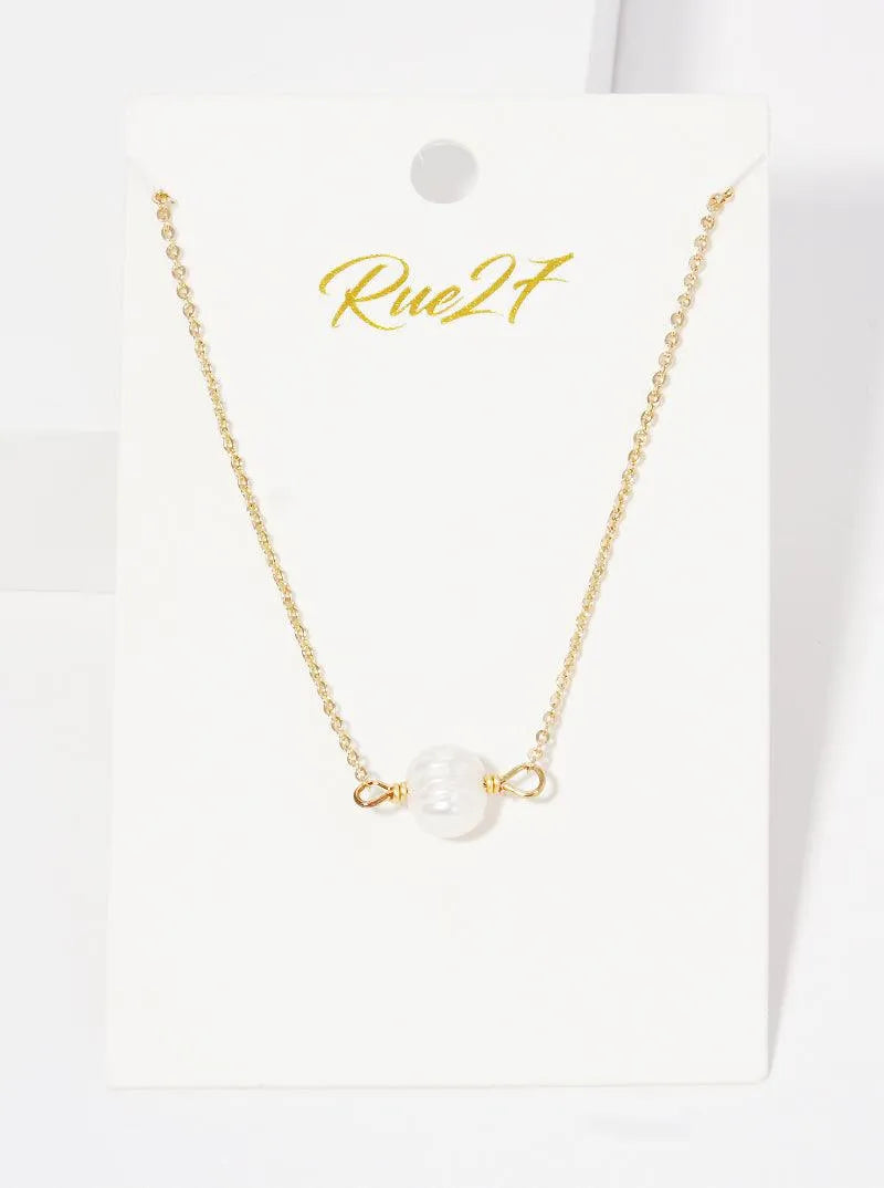 Dainty Glass Pearl Pendant Choker Necklace - PremiumBrandGoods