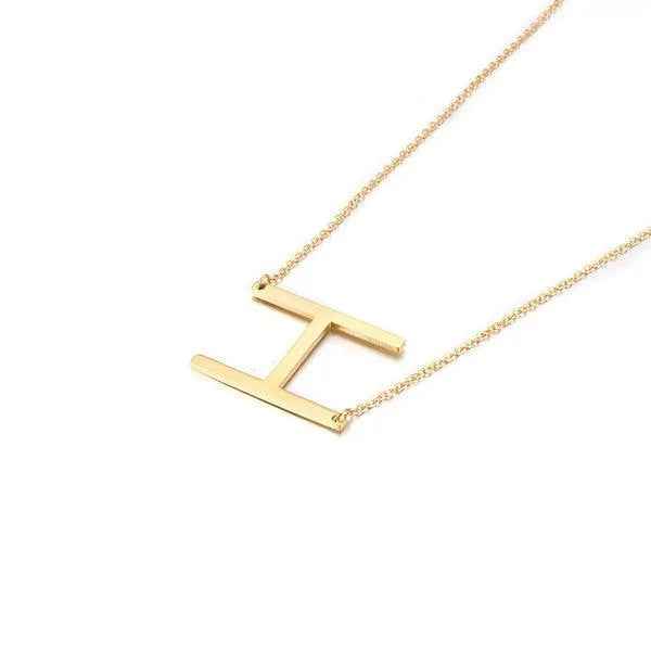 Fashionable Initial Pendant Chain Necklace Stainless Steel