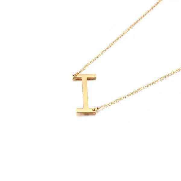 Fashionable Initial Pendant Chain Necklace Stainless Steel