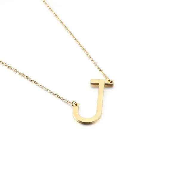 Fashionable Initial Pendant Chain Necklace Stainless Steel