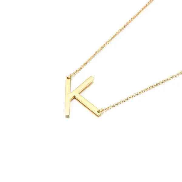 Fashionable Initial Pendant Chain Necklace Stainless Steel