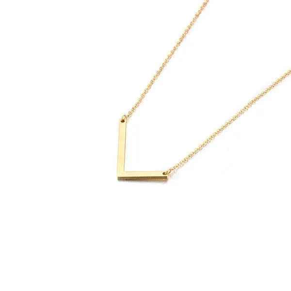 Fashionable Initial Pendant Chain Necklace Stainless Steel