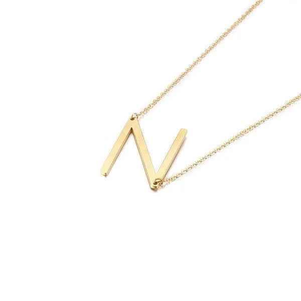 Fashionable Initial Pendant Chain Necklace Stainless Steel