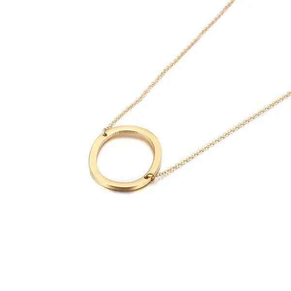 Fashionable Initial Pendant Chain Necklace Stainless Steel