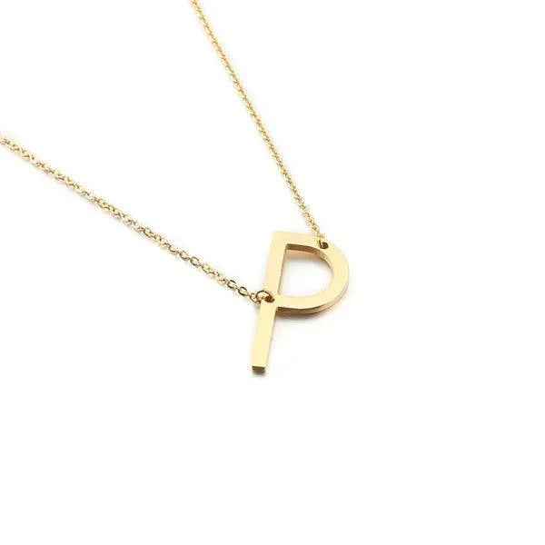 Fashionable Initial Pendant Chain Necklace Stainless Steel