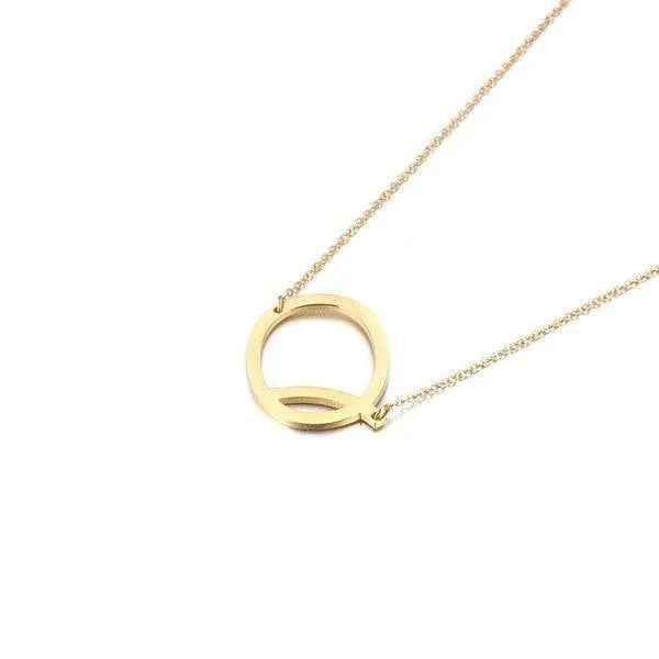 Fashionable Initial Pendant Chain Necklace Stainless Steel