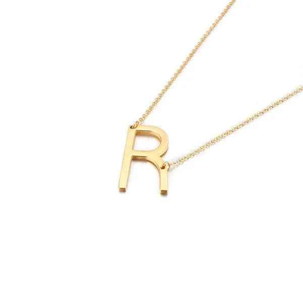Fashionable Initial Pendant Chain Necklace Stainless Steel