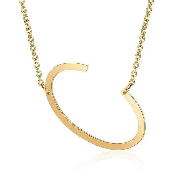 Fashionable Initial Pendant Chain Necklace Stainless Steel